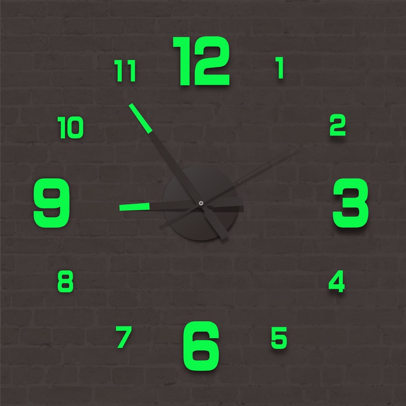 3D Wall Clock Luminous Frameless Wall Clocks DIY Digital Clock Wall  Stickers Silent Clock for Home Living Room Office Wall Decor